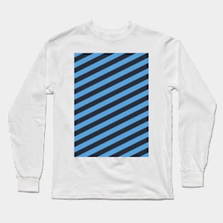 Manchester City Sky Blue and Navy Angled Stripes Long Sleeve T-Shirt